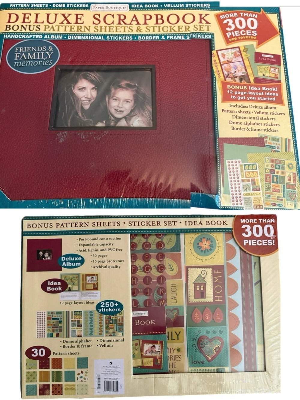 New Seasons Deluxe Scrapbook Album & Sticker Set - Burgundy NWT